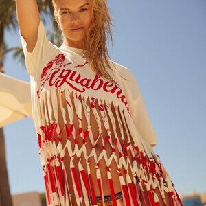 Agua Bendita Tout Celina Fringe Tshirt White and Red Size M